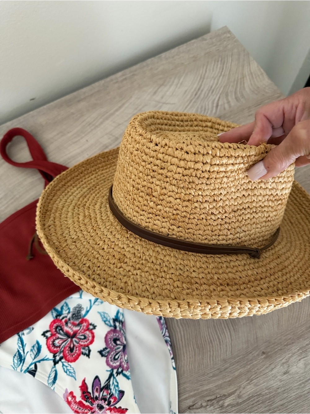 Discovery Natural Straw Fedora with Brown Band